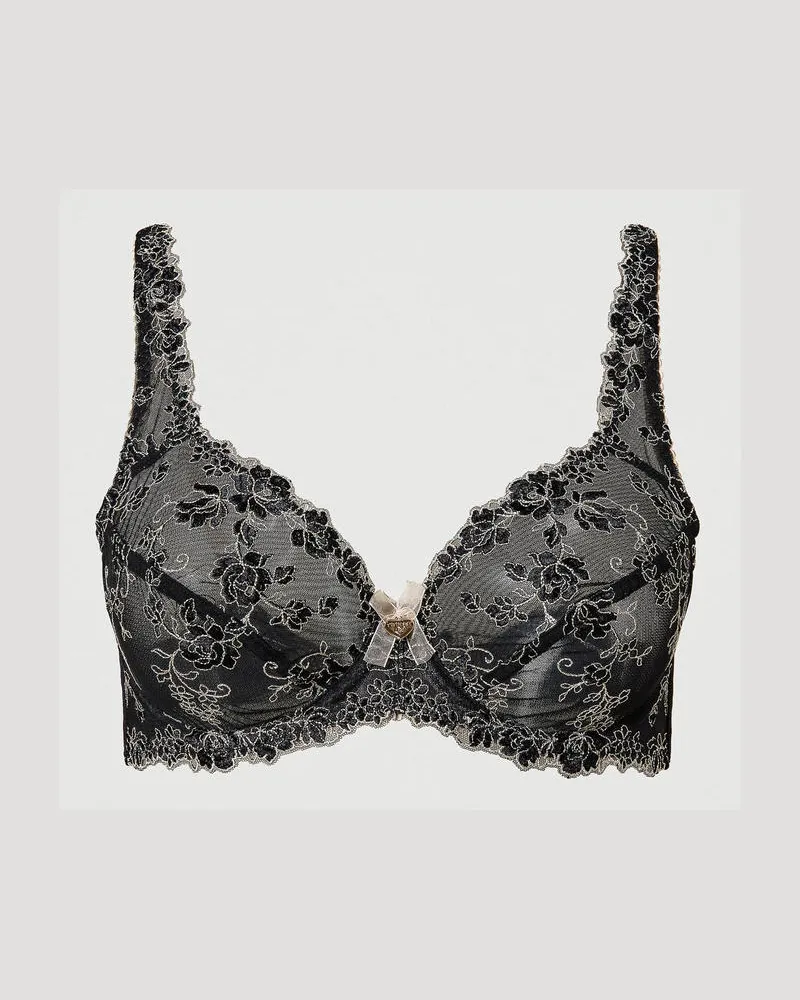 Twin-Set Unterwäsche - Bügel-BH aus besticktem Tüll, Zweifarbig Schwarz / Champagner, Größe: 1-D 