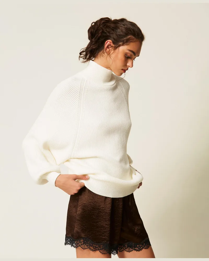 Actitude by Twinset Over-Pullover mit hohem Kragen Weiß