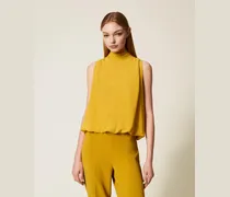 Tops - Top aus Crêpe de Chine, Senfgelb, Größe