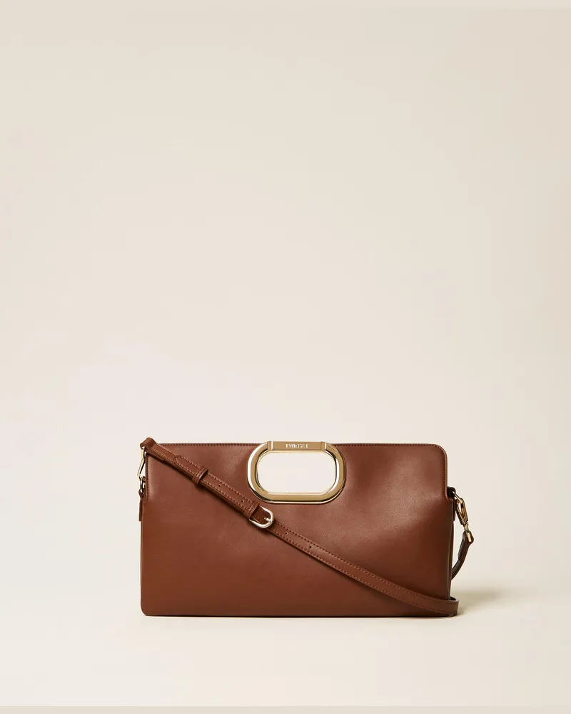 Twin-Set Clutch-Tasche Lila mit Logo-Henkel Darkness