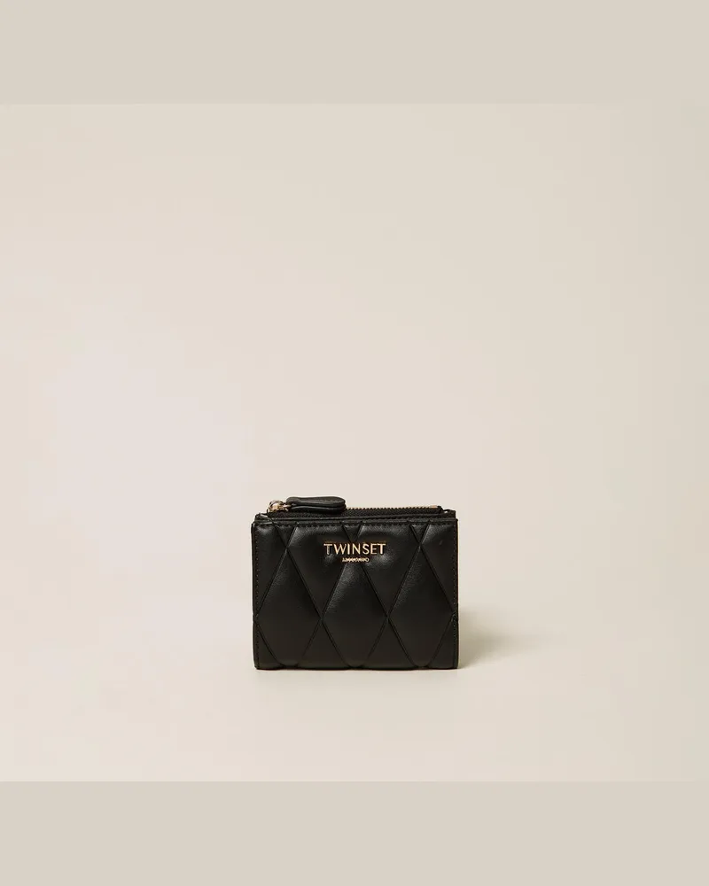 Twin-Set Accessoires - Geldbörse mit Steppmuster in Lederoptik, Schwarz, Einheitsgröße Schwarz
