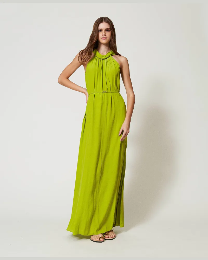 Twin-Set Bademode - Maxi-Neckholderkleid mit Gürtel, Green Grenoble, Größe: XS 