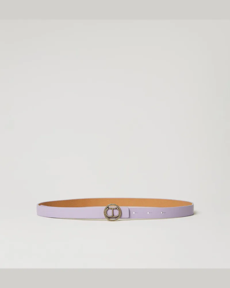 Twin-Set Accessoires - Schmaler Gürtel mit „Oval T"-Schnalle und Strass, Lavendellila, Größe Lavendellila
