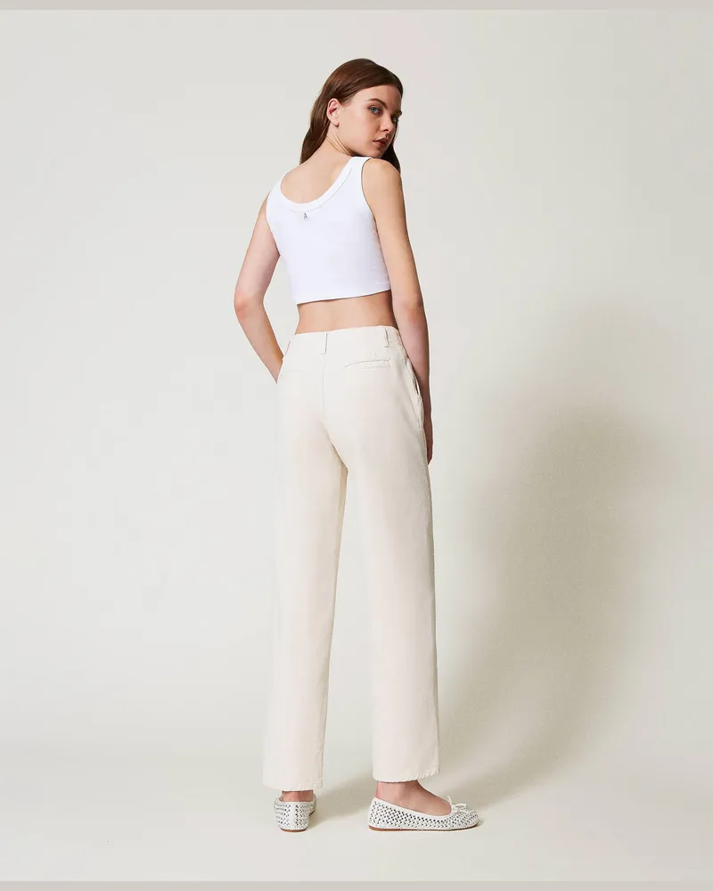 Actitude by Twinset Hosen - Hose aus Bull-Denim mit Bio-Baumwolle, "Angora"-Beige, Größe Angora-beige