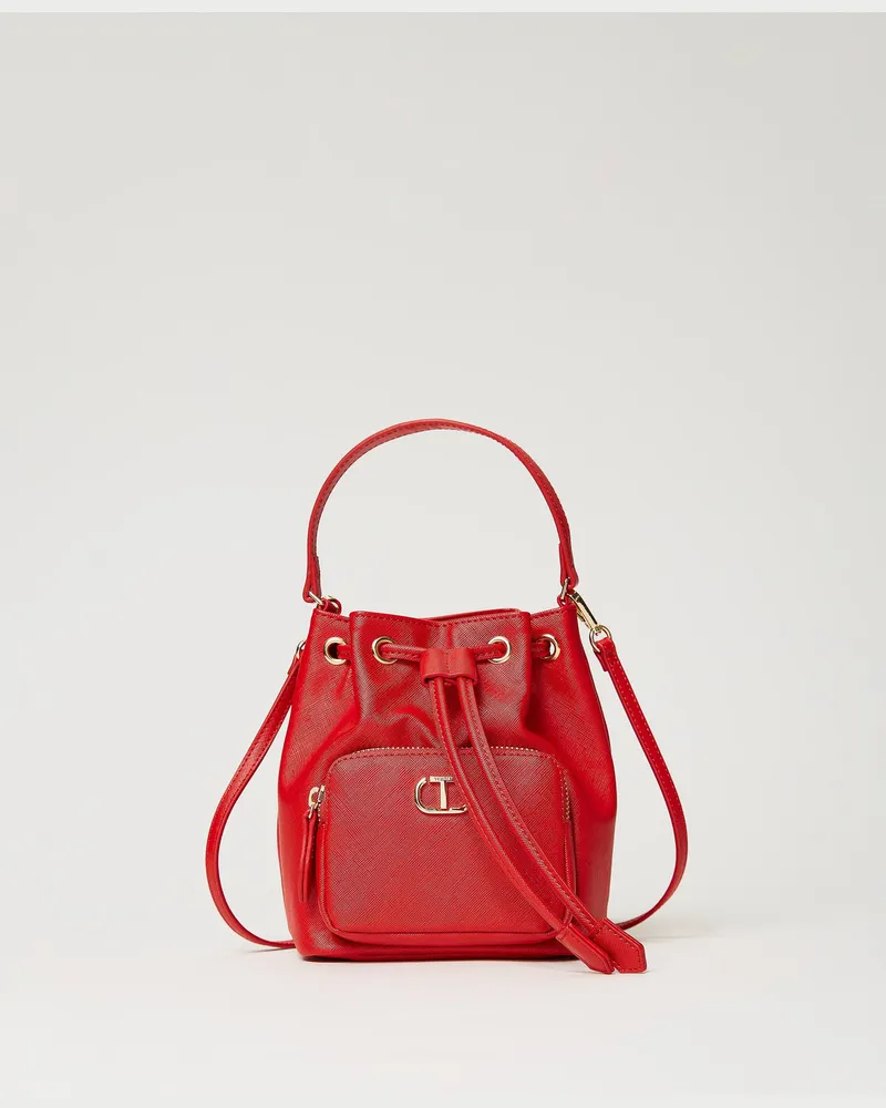 Twin-Set Taschen - Mini-Beuteltasche mit Oval T, Lackrot, Einheitsgröße 