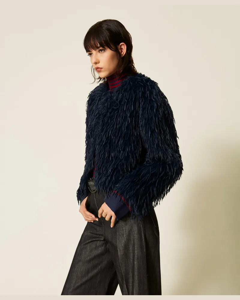Actitude by Twinset Kurzjacke aus Kunstpelz Blue