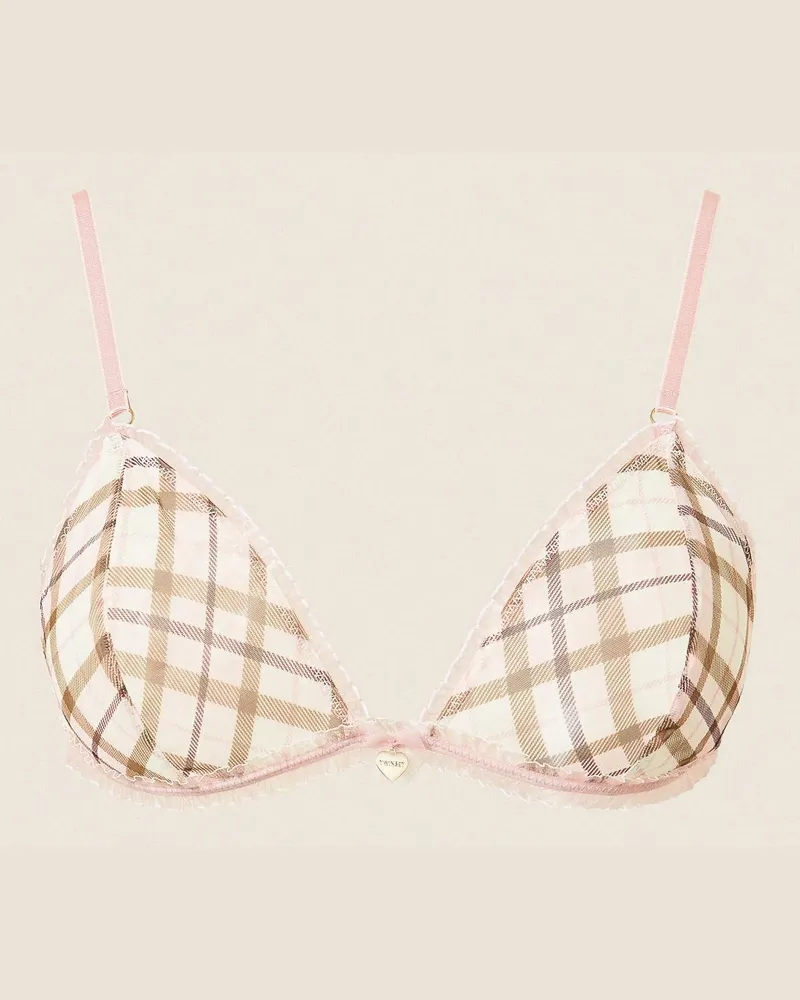 Twin-Set Triangel-BH aus Charmeuse mit Karomuster, Damen, Karoprint Multicolor Karoprint