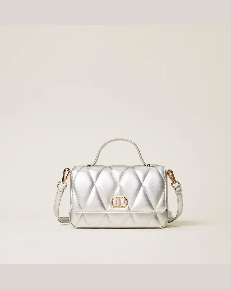 Twin-Set Taschen - Kleine Umhängetasche mit Steppmotiv, Silber, Einheitsgröße Silber