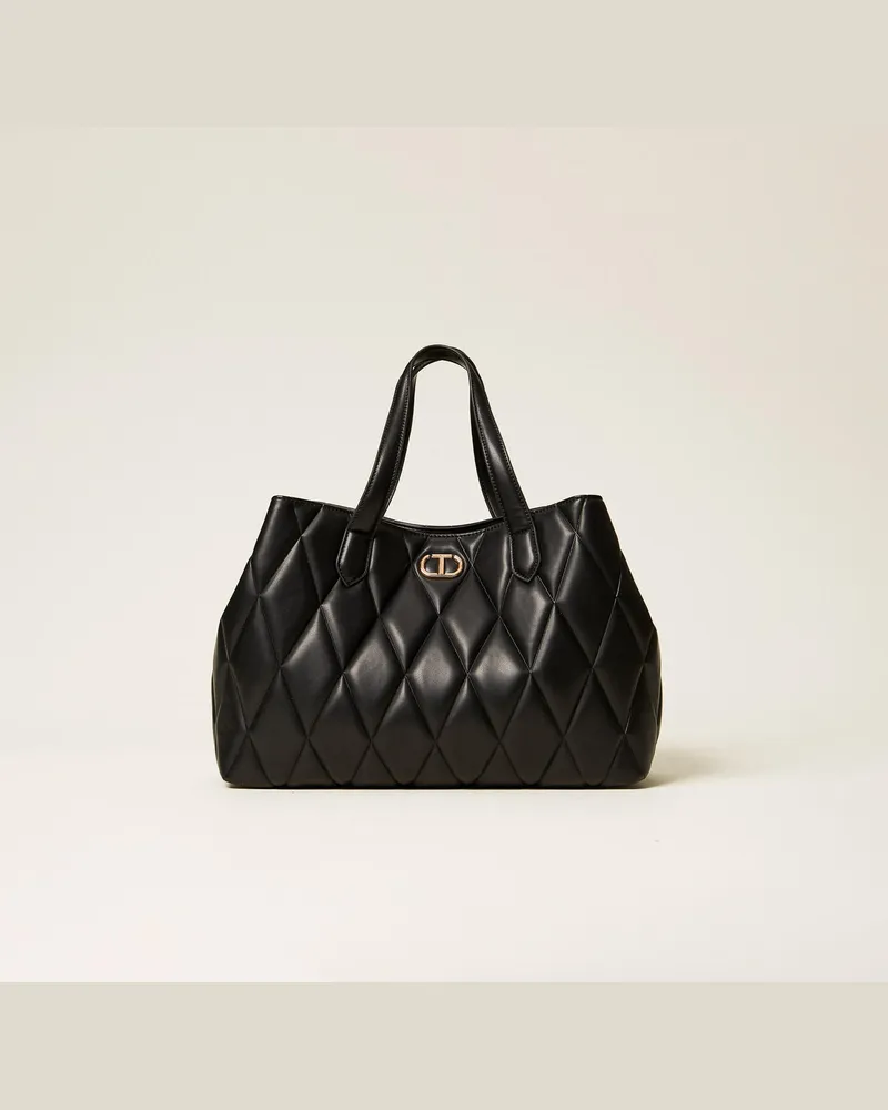 Twin-Set Taschen - Gesteppter Shopper, Schwarz, Einheitsgröße Schwarz