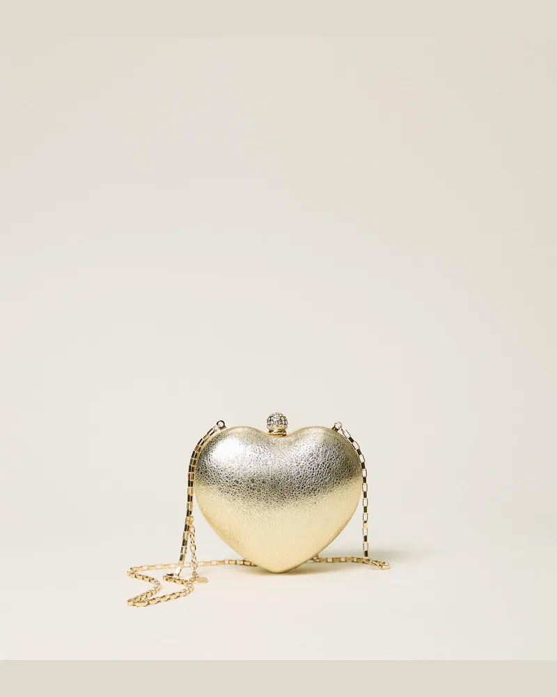 Twin-Set Mini Clutch Tasche mit Herz Gelbgold