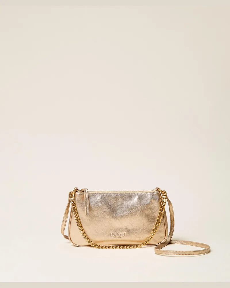 Twin-Set Umhängetasche aus Leder, Damen, Platinium Rose Platinium
