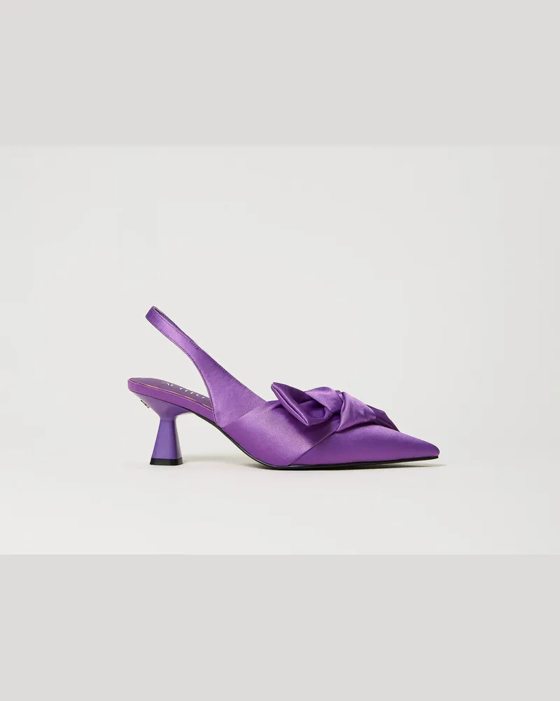 Actitude by Twinset Schuhe - Slingback-Pumps mit Schleife, „Sparkling Grape"-Lila, Größe „sparkling