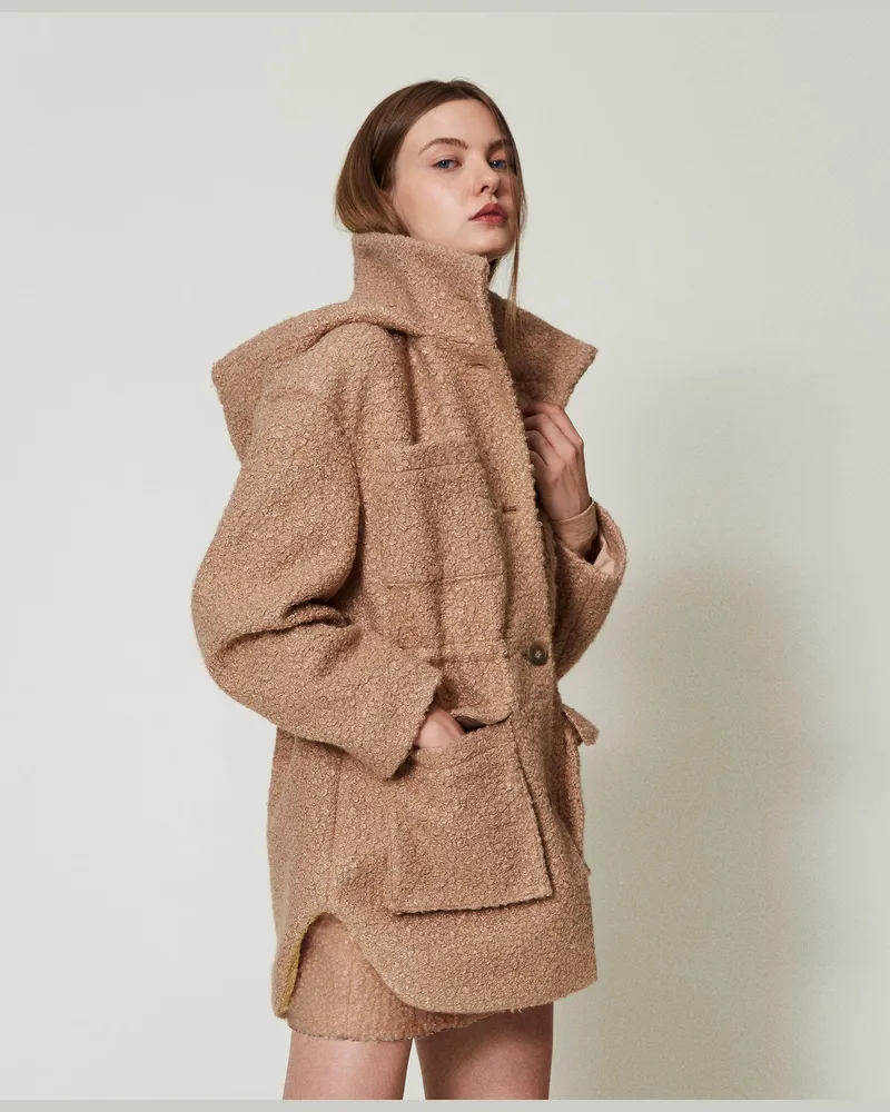 Actitude by Twinset Jacken und Outerwear - Parka aus krausem Tuch, „Beaver"-Braun, Größe „beaver“-braun