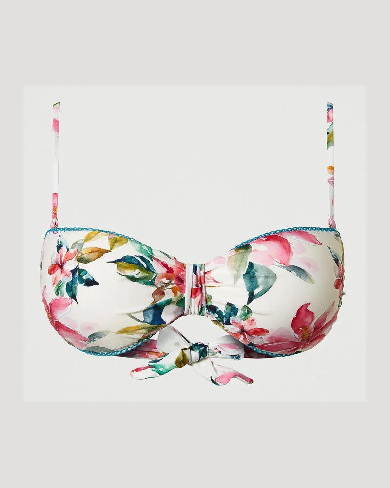 Twin-Set Bademode - Bandeau-Bikinitop mit Blumenprint, Blumenprint Perlmutt / Multicolor, Größe: 2-B 