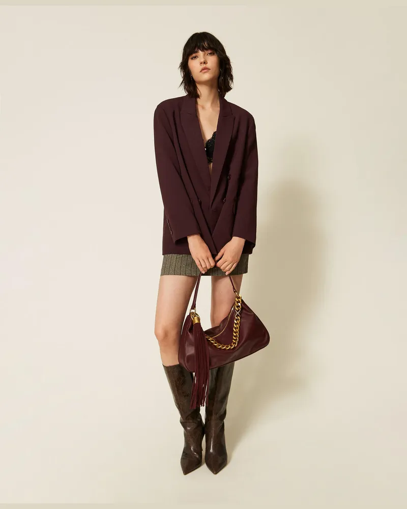 Twin-Set Zweireihiger Blazer Winetasting-violett