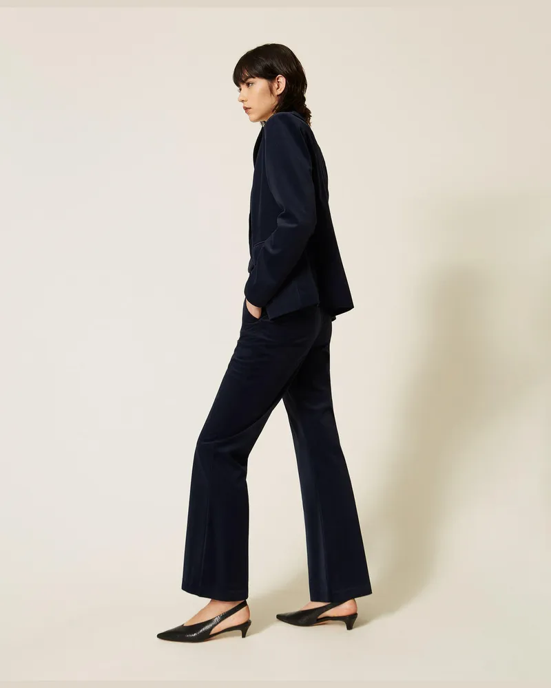 Actitude by Twinset Hose aus Samt in Flared-Fit Blue