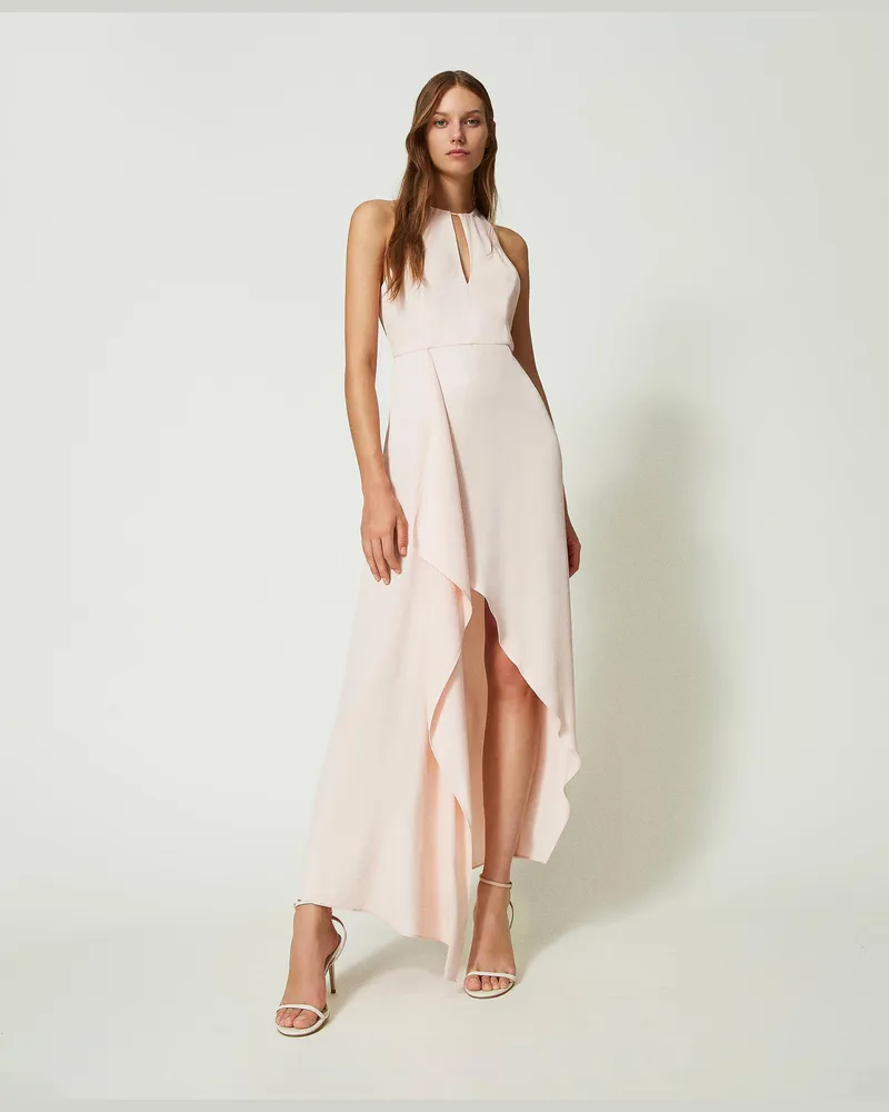 Twin-Set Kleider - Asymmetrisches Maxikleid aus Satin, Cupcake Pink, Größe Cupcake
