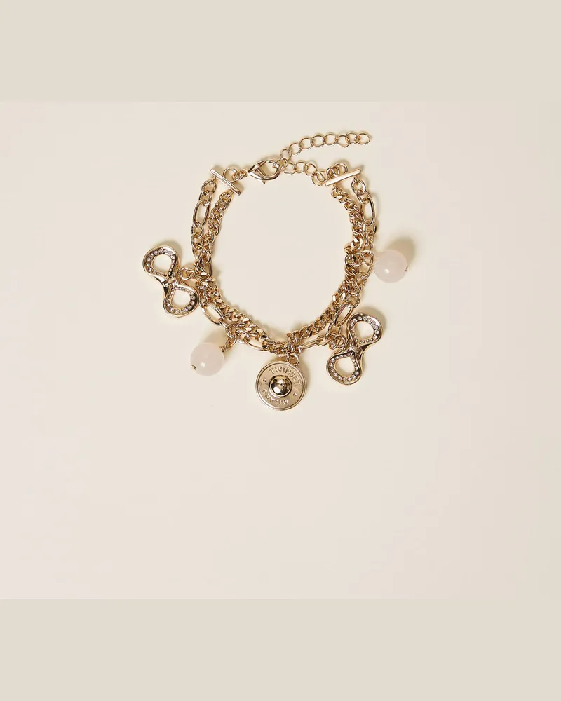 Twin-Set Accessoires - Mehrreihiges Armband mit Charms, New Gold, Einheitsgröße New