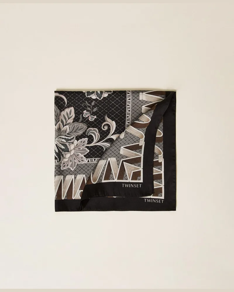 Twin-Set Halstuch aus Satin mit Print Optical-print
