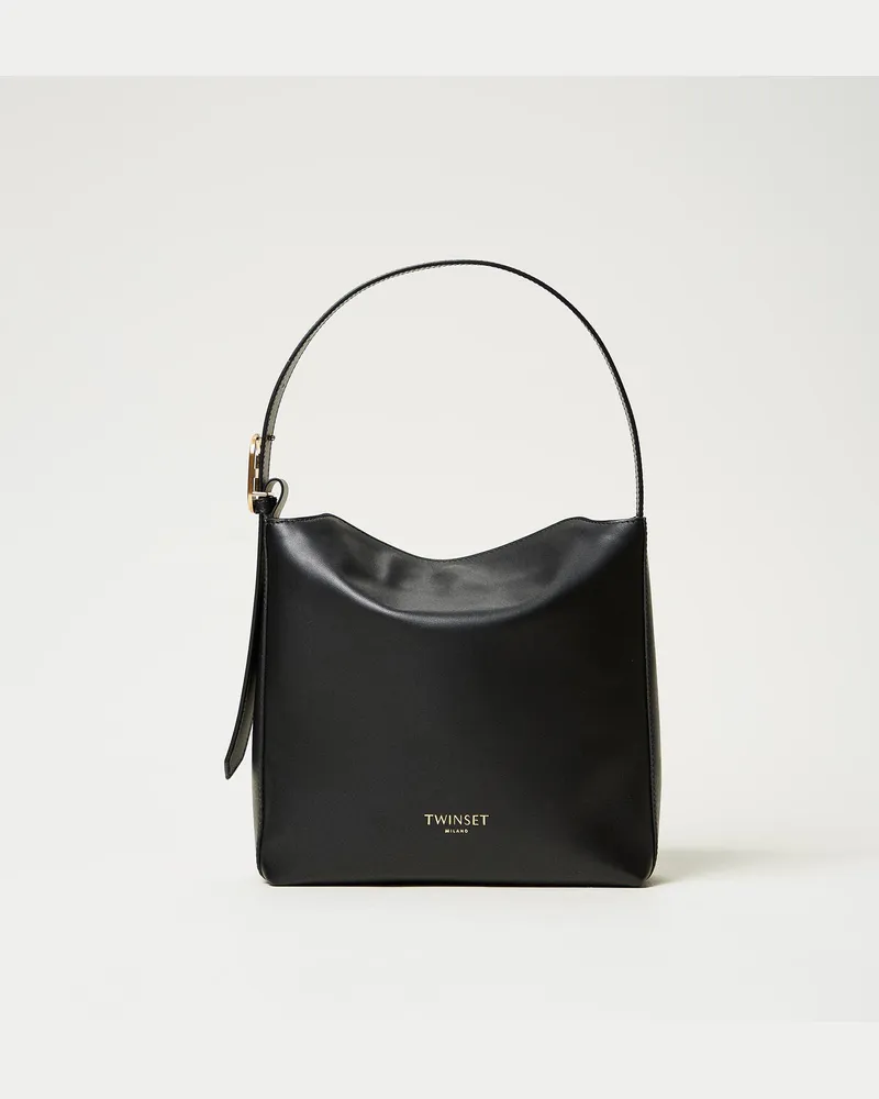 Twin-Set Taschen - Hobo-Bag „Jolie" aus Leder, Schwarz, Einheitsgröße Schwarz