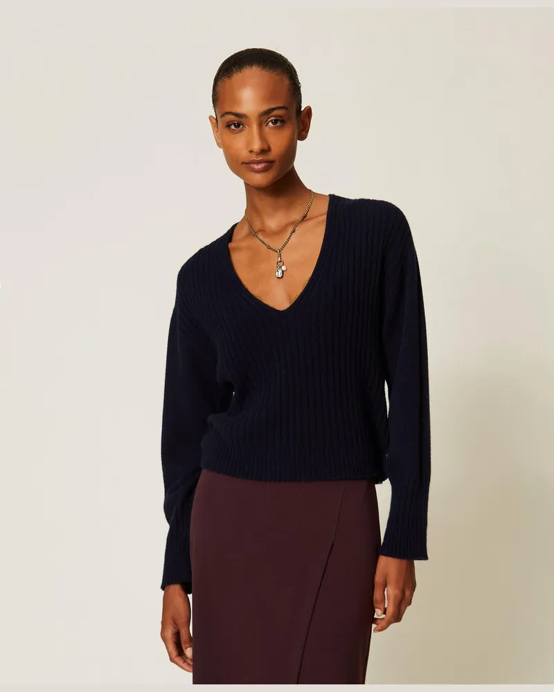 Twin-Set Pullover aus Kaschmir im Rippenmuster Klassisches