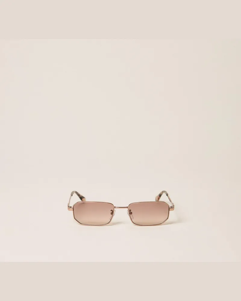 Twin-Set Rechteckige Sonnenbrille mit Logo, Damen, Shiny Pink Gold Shiny