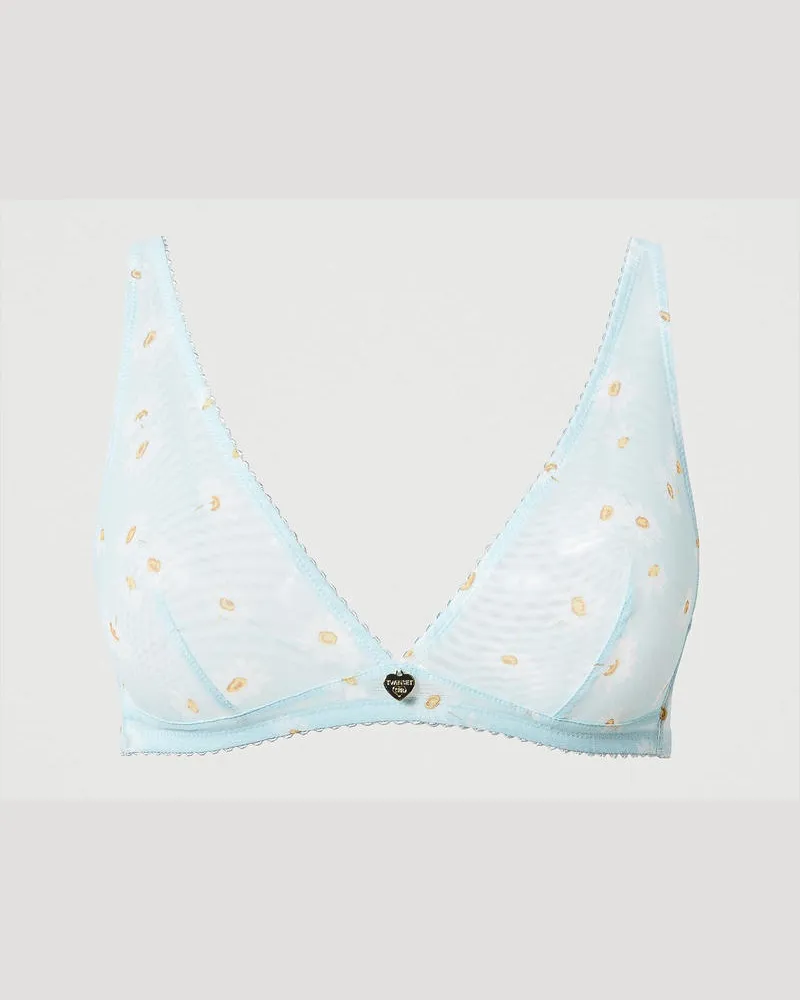 Twin-Set Unterwäsche - Triangel-BH mit Margeritenprint, Margeritenprint Star Blue, Tüll, Größe: 2-D 