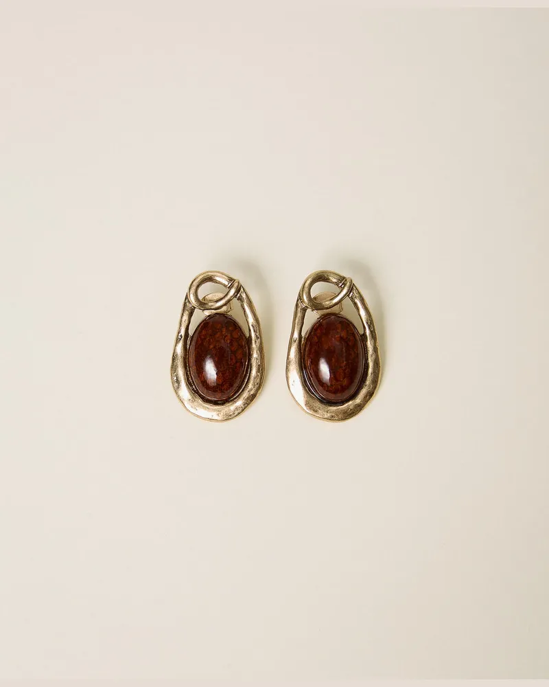 Twin-Set Ohrringe mit Animal-Cabochon „kupfriges