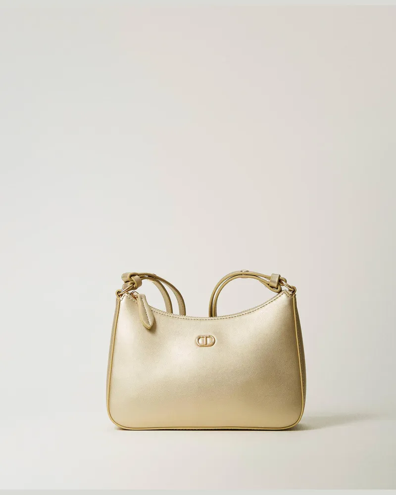 Twin-Set Taschen - Mini-Hobo-Bag mit Logo, Gelbgold, Einheitsgröße 