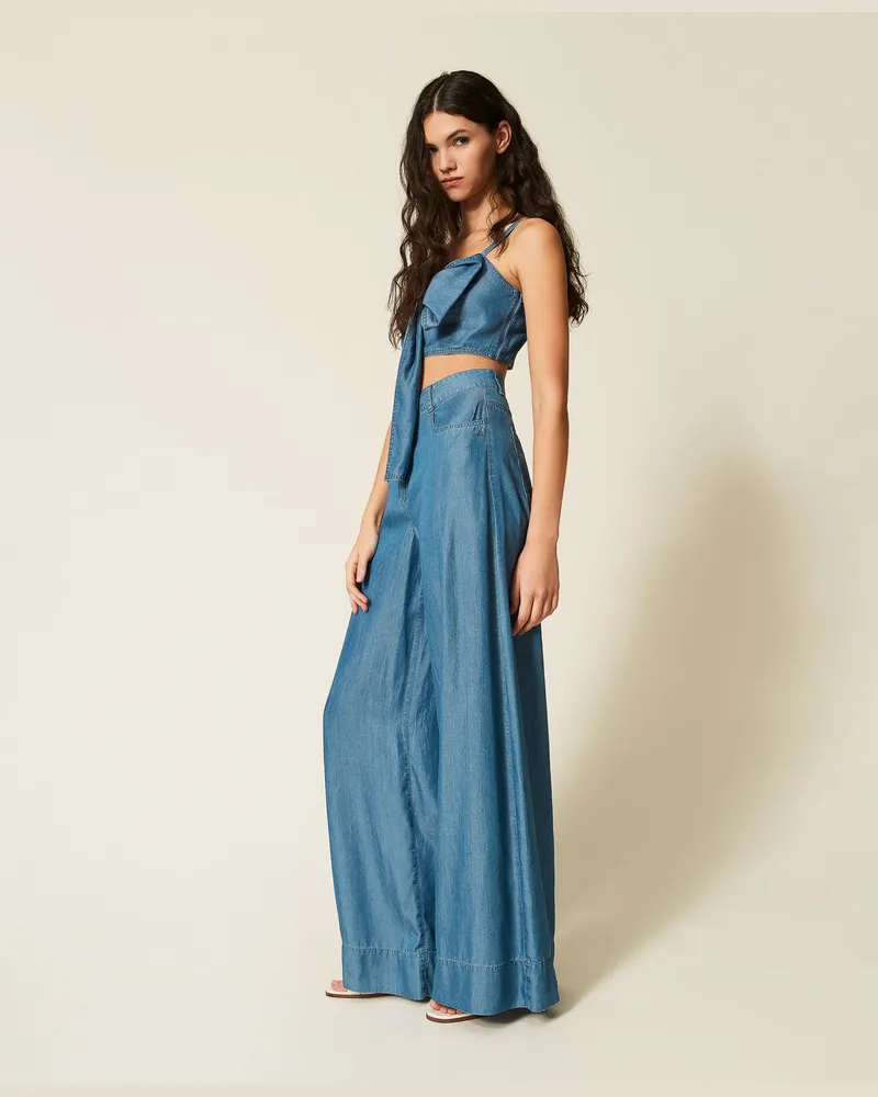 Actitude by Twinset Palazzo-Hose aus Jeansstoff, Helles Denimblau, Größe Helles