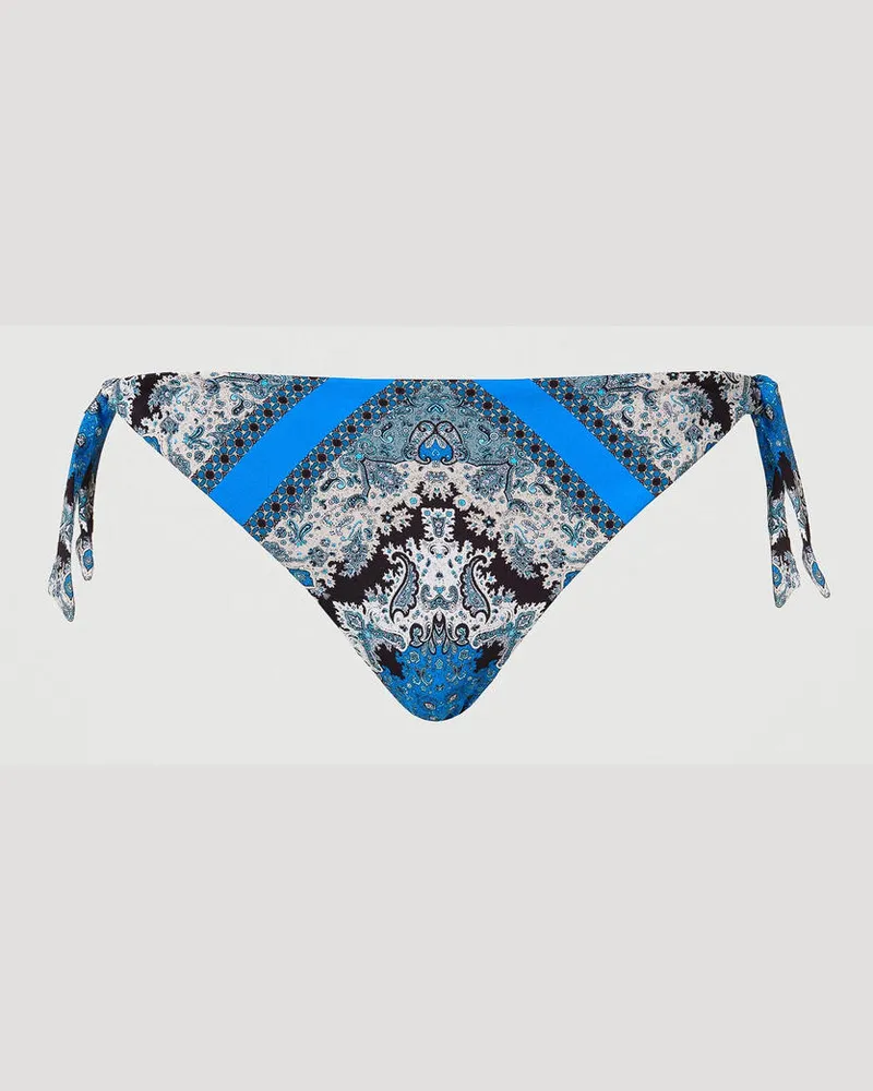 Twin-Set Bademode - Bikinitanga mit Foulardprint, Foulardprint „Neon Ink"-Blau, Größe: I 