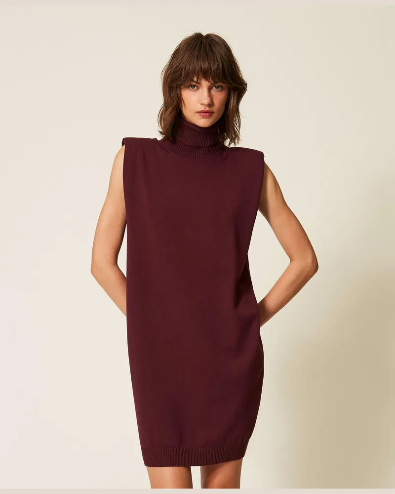 Twin-Set Kurzes ärmelloses Strickkleid, Damen, "Winetasting"-Violett Winetasting-violett
