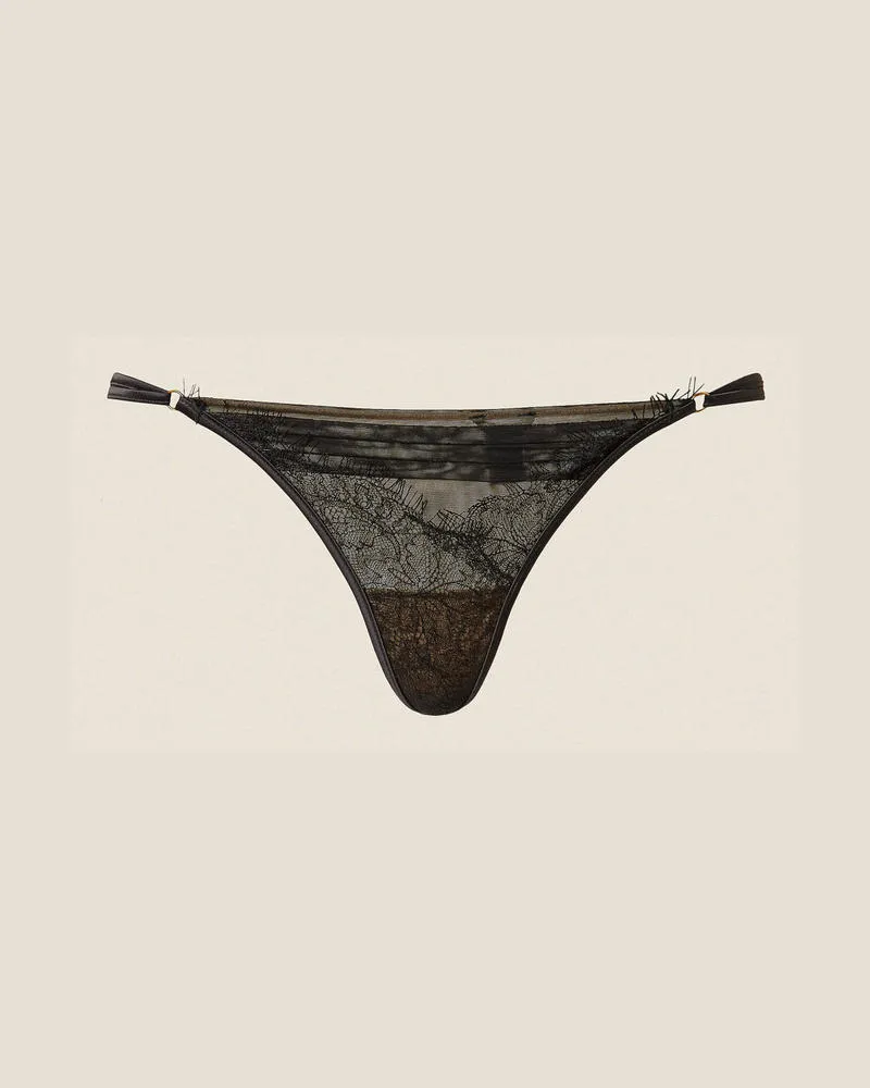 Twin-Set Unterwäsche und Nachtwäsche - String-Tanga aus Chantilly-Spitze, Schwarz, Größe Schwarz