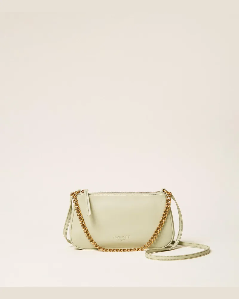 Twin-Set Umhängetasche aus Leder, Damen, Sage Sage