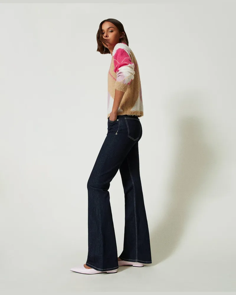 Actitude by Twinset Flare-Jeans mit fünf Taschen, Rinse-Denim, Größe: 25 