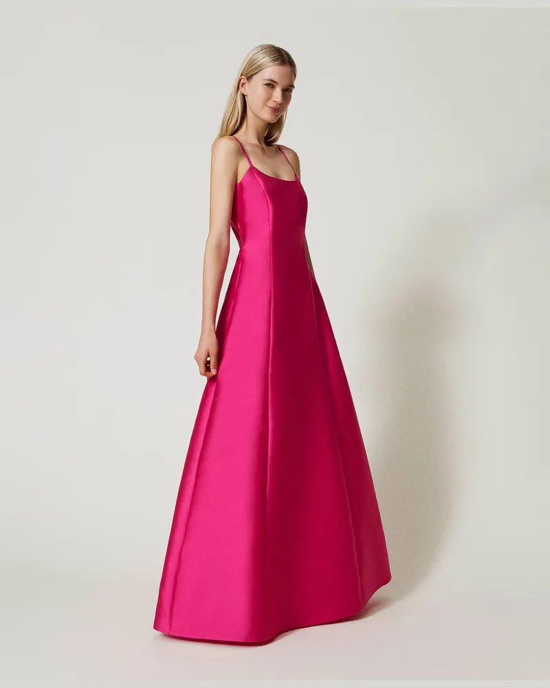 Actitude by Twinset Kleider - Maxikleid aus Mikado-Twill, Super Pink, Größe Super