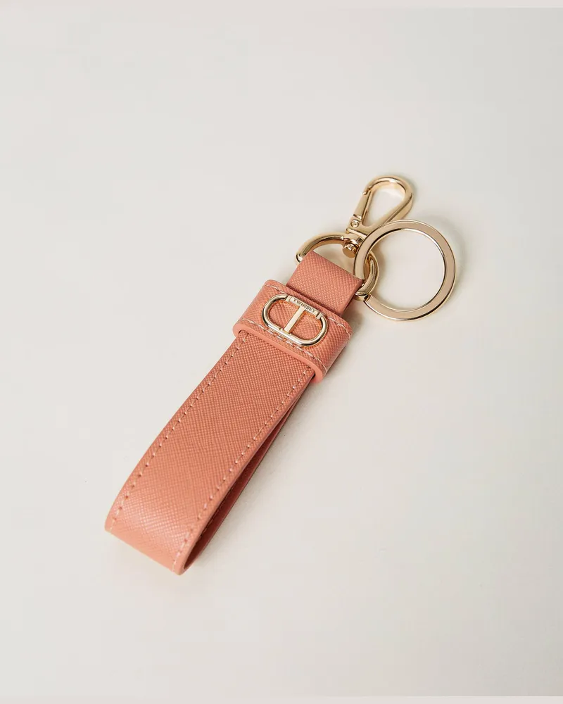 Twin-Set Accessoires - Schlüsselanhänger mit lackiertem Oval T-Logo, Pink Mousse, Einheitsgröße Pink