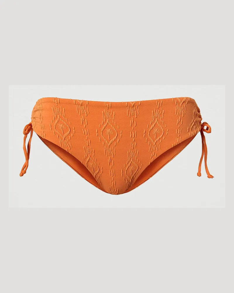 Twin-Set Bademode - Bikinihose mit eingeprägtem Dessin und Tunnelzügen, "Summer Orange", Größe: V 