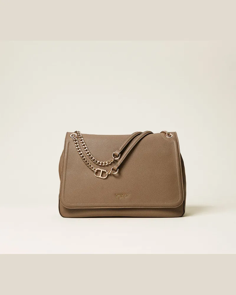 Twin-Set Taschen - Umhängetasche „Brera" mit Oval T, Schlamm, Einheitsgröße Schlamm