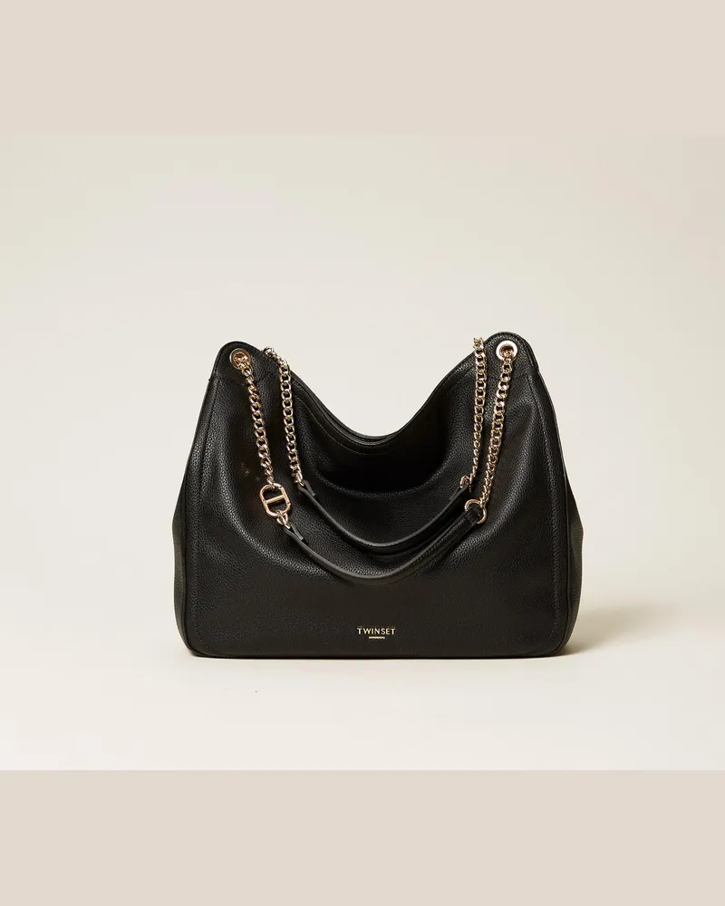Twin-Set Taschen - Hobo-Bag „Brera" mit Oval T, Schwarz, Einheitsgröße Schwarz