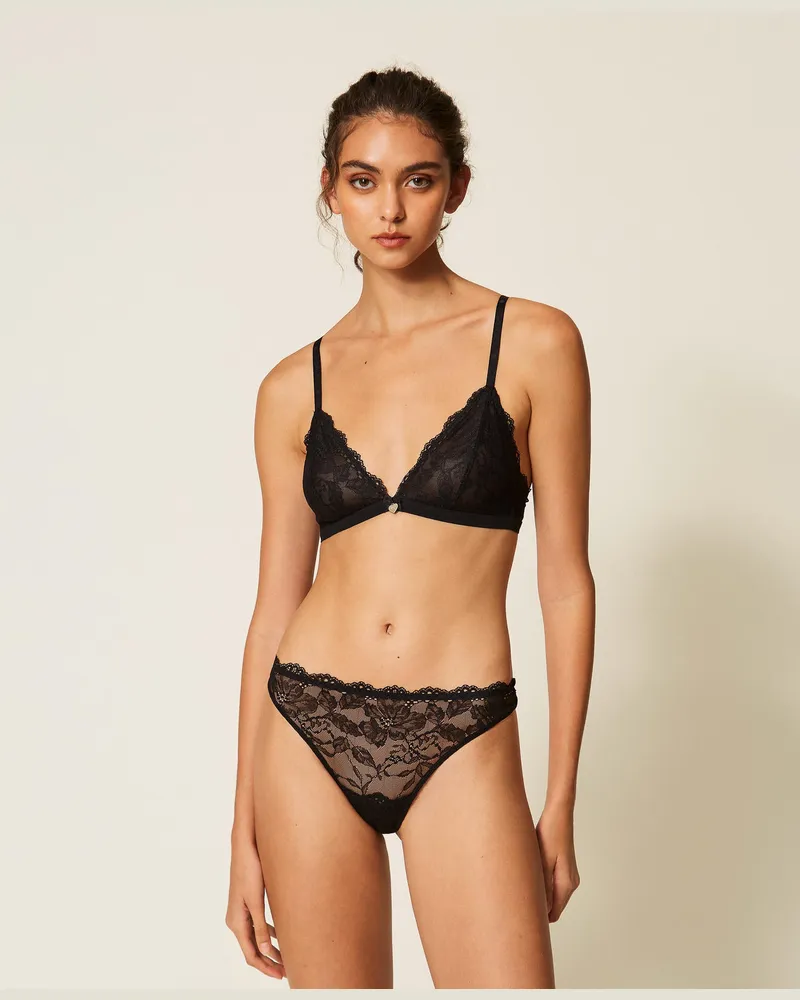 Twin-Set Triangel-BH aus Spitze Schwarz