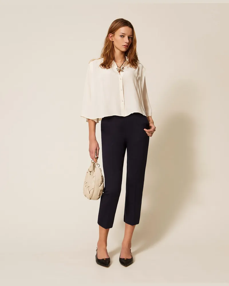 Twin-Set Zigarettenhose mit Zierelementen Nachtblau
