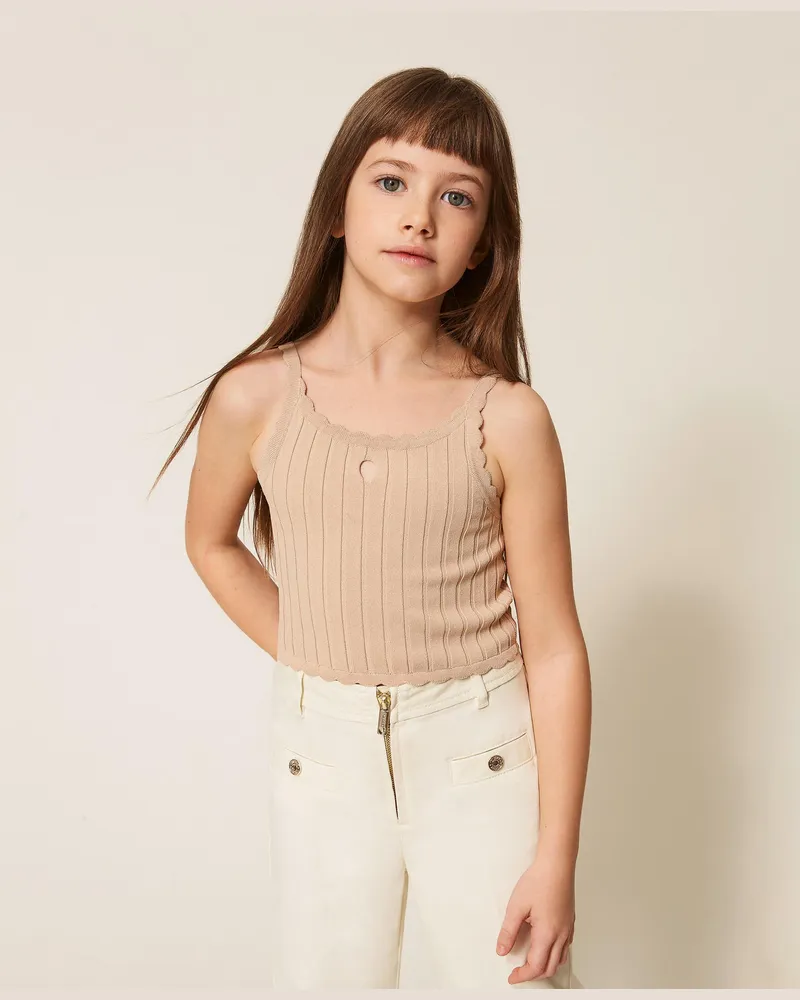 Twin-Set Cropped-Top aus Rippstrick 