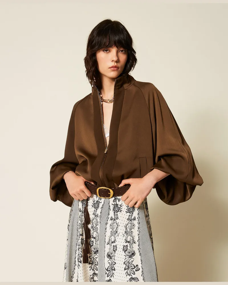 Twin-Set Ballon-Jacke aus Envers-Satin Darkness