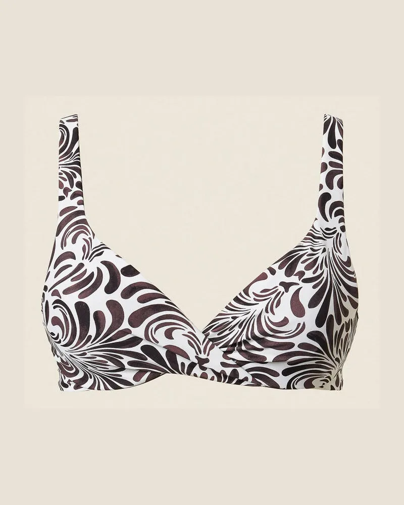 Twin-Set Bademode - Bügel-Bikinitop mit botanischem Printmotiv, Print Botanical Coffee Choc/Off White, Größe Print