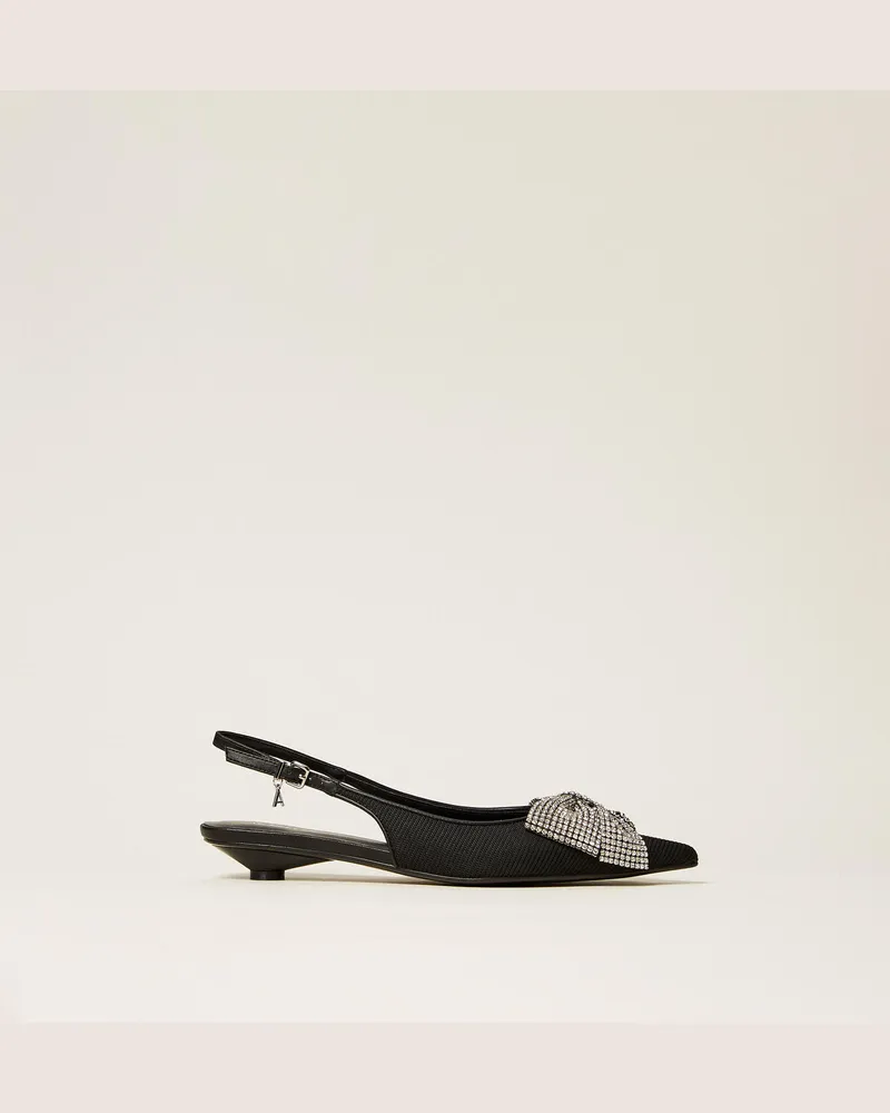 Actitude by Twinset Schuhe - Slingback-Pumps mit Strass-Schleife, Schwarz, Größe Schwarz
