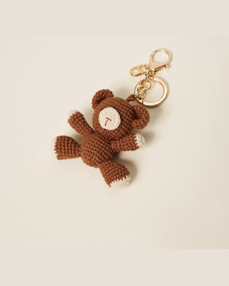 Twin-Set Accessoires - Charm-Schlüsselanhänger Bär im Häkel-Design, Malzschokolade, Einheitsgröße Malzschokolade