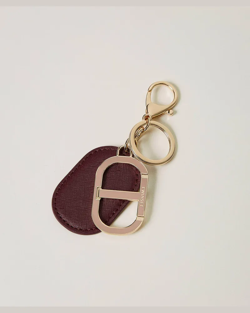 Twin-Set Accessoires - Schlüsselanhänger mit Oval T, „Raspberry Radiance"-Violett, Einheitsgröße „raspberry