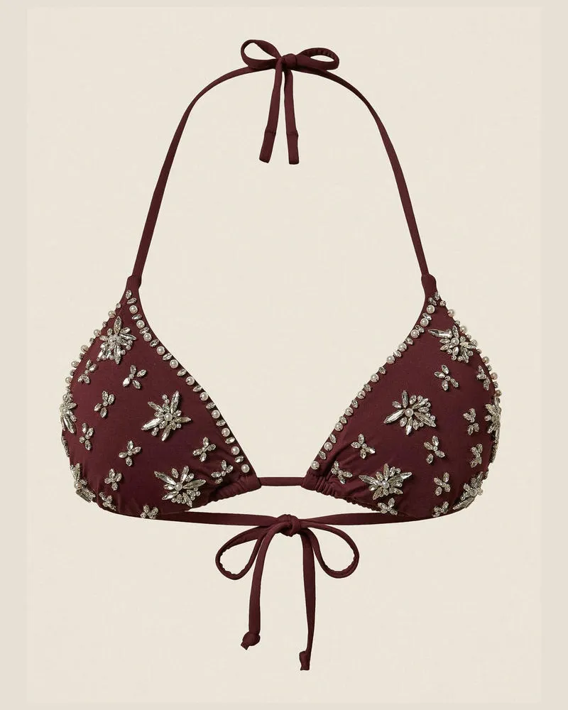 Twin-Set Bademode - Triangel-Bikinitop mit Stickerei, „Winetasting"-Violett, Größe „winetasting“-violett