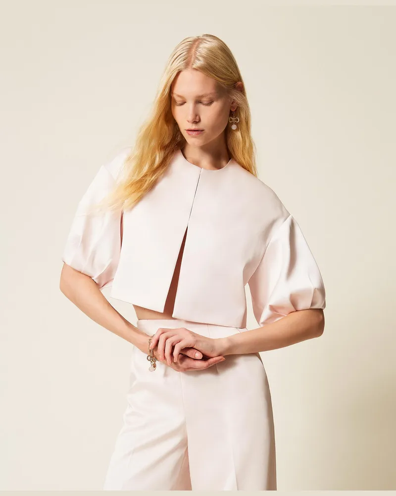 Twin-Set Jacken und Outerwear - Cropped-Jacke aus Duchesse, Sandrosa, Größe Sandrosa